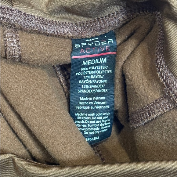 Spyder Active Fleece Lined Leggings Brown Medium Winter Workout Pants - Picture 7 of 9